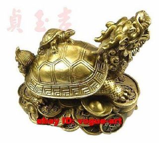 Chinese handwork Bronze Fengshui Dragon Turtle Statue