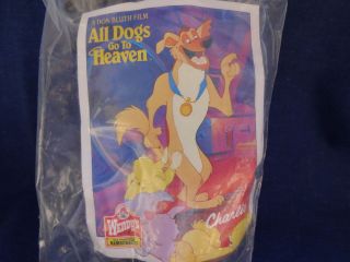 1989 Wendys~ALL DOGS GO TO HEAVEN~Charlie​~NIP~Cake Topper/Stockin 
