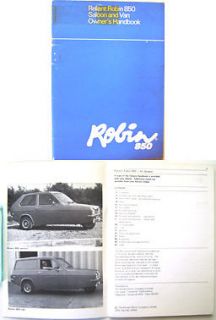 Reliant Robin 850 Saloon & Van 1975 77 Owners Handbook
