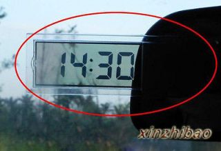   style Solar Auto Car Suckedtype LCD Screen Digital time Clock NEW