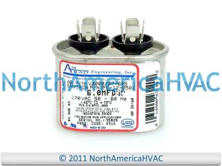 AmRad Oval Run Capacitor 6 6.0 MFD 370 Volt VAC V2000/37 605 PE 12 