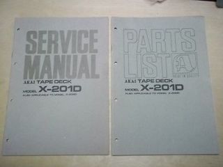 Vtg Akai Service/Repair/Parts Manual~X 201D/200D Tape Recorder/Deck 