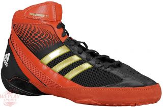 New Adidas Response III (3) Adult Wrestling Shoe, Black/Core Energy 