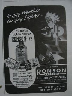 1945 Ronson Redskin Lighter Ronson ize Weather Flags