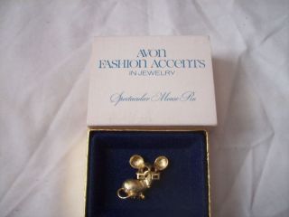 VINTAGE AVON 1973 SPECTACULAR MOUSE TACK PIN BROOCH IN ORIGINAL BOX