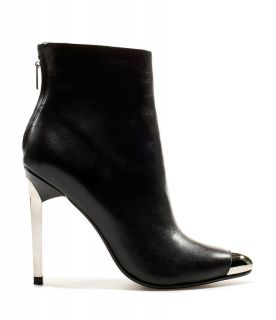 ZARA LEATHER ANKLE BOOT WITH METAL TOE BLACK BOOTS 2012