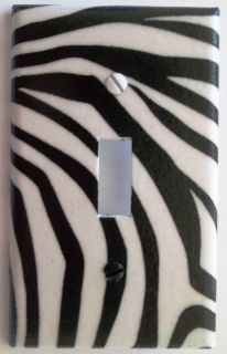 Zebra Stripe Print Black & White Light Switch Plate Cover Wall Decor