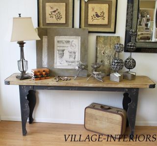   INDUSTRIAL NEW YORK LOFT CHIC RUSTIC WOOD LONG SOFA CONSOLE TABLE