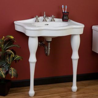    Nottingham Brass Two Leg Console Sink   8 Faucet Drillings   White