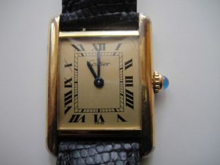 Ladies CARTIER Tank Americaine 18K White Gold Leather Band Watch ~ ALL 