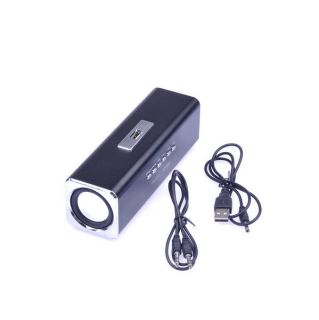 Portable Black Mini Speaker  USB Micro SD Card + FM Radio Player