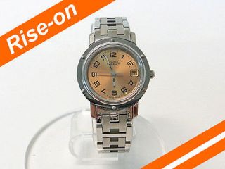 HERMES Clipper Champagne Dial & Stainless Steel Ladies Wrist Watch #2 