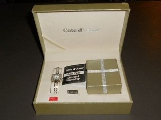 NEW IN BOX COTE DAZUR LADIES SILVER WATCH WITH NECKLACE & EARRINGS