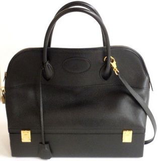 AUTHENTIC 34cm HERMES BLACK LEATHER GOLD HARDWARE BOLIDE MACPHERSON 