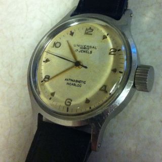 Vintage 1949 Universal Geneve Wrist Watch Mechanical Stainless Steel 