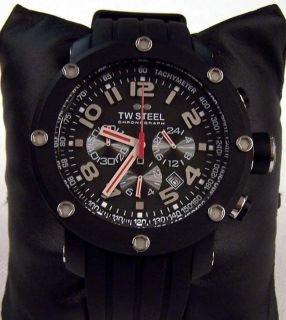 TW Steel Watch GRANDEUR TECH 45MM Chronograph Black Dial Silicon TW134 