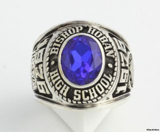 Vintage Class Ring   Sterling Silver Bishop Horan High School Syn Blue 