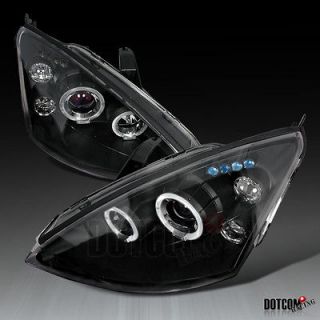 2000 2004 FOCUS HALO LED PROJECTOR HEADLIGHTS BLK PAIR (Fits 2004 