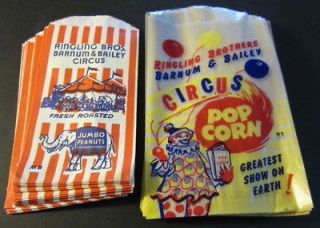 Lot of 50 Old 1950s RINGLING Bros. CIRCUS Popcorn / Peanut Bags 