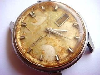 Seiko 6619 8010 sportsmatic 21 jewels defect for parts