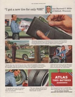 1951 VINTAGE ATLAS TIRES BATTERIES ACCESSORIES GOT A NEW TIRE PRINT AD