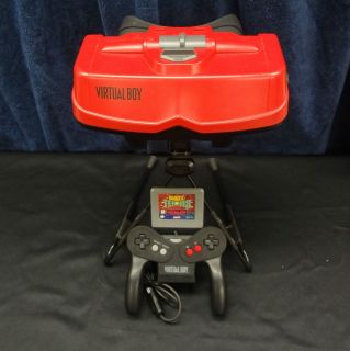 Nintendo Virtual Boy Red Console BUNDLE Game Mario Tennis + Stand 