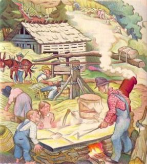 Sorghum Cane Mill, Logging in Appalachia, 1940s Print