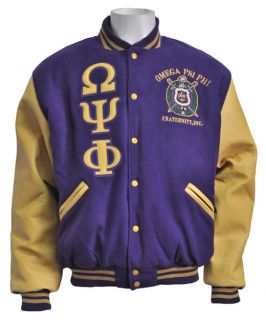 Omega Psi Phi Fraternity Varsity Jacket Q Dog Purple Gold Wool Varsity 