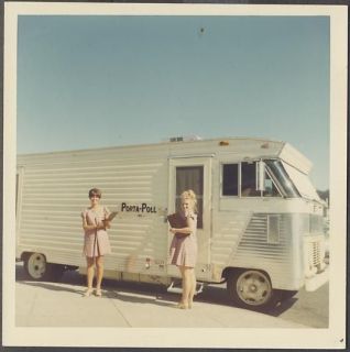   Photo 1960s Pretty Girls w/ Dodge Motor Home Porta Poll Company 002893
