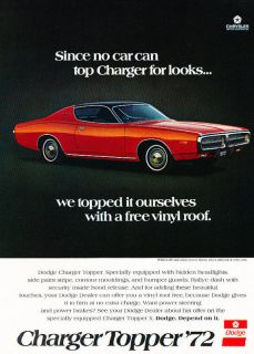 1972 Dodge Charger topper Red Vintage Advertisement Ad