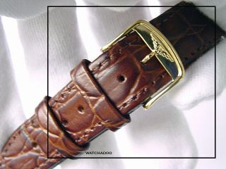   16mm Brown Watch Strap / Band W/ Gold Tone Buckle Fits Longines