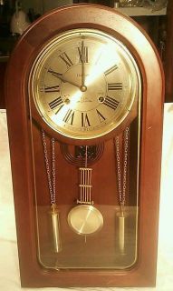 Vintage Waltham Pendulum Solid Wood Wall Clock 31 day chime Key wound