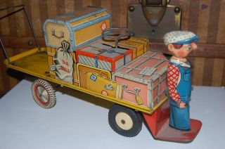 UNIQUE ART TIN WIND UP TOY   MAILMAN WITH CARGO   LARGE PIECE