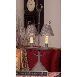 Double Adjustable Table Lamp w/ Shades in Blackened Tin  Country 