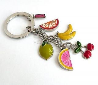 Coach Fun Fruit Multi Mix Key Ring Fob Chain 92094 Cherry Orange NEW