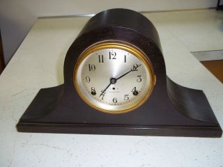   Seth Thomas Sentinal #1 Tambour Mahogany Mantle Clock   Approx. 1910