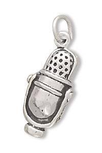 Sterling Silver Microphone Pendant Charm Jewelry Ladies New Ladies 