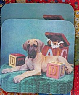 GREAT DANE FAWN PUPPY Rubber Backed Coasters #0906
