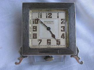 Waltham 8 Day Sterling Silver Art Deco Desk/Table Clock, FANCY