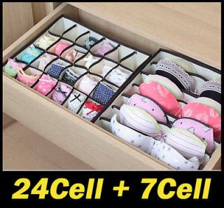 24cell + 7cell Underwear Socks Ties Closet Divider Organizer Box 