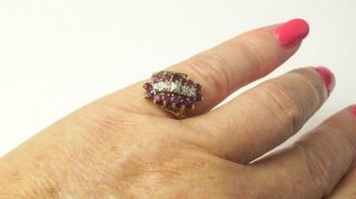   Solid Yellow Gold Ruby Cluster Vintage Cocktail RING All Categories