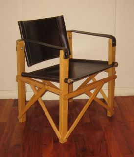 SAFARI CHAIR  beautiful saddle leather & hand carved wood chair 
