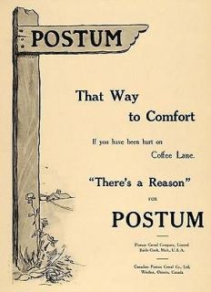 1911 Ad Postum Cereal Co Coffee Substitute Drink Family   ORIGINAL 