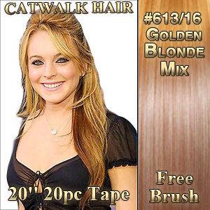   SKIN Weft Remy Human Hair Extensions #613/16 Golden Blonde Mix Red
