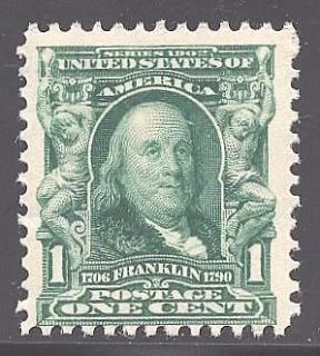   FVF MNH OG BEN FRANKLIN STAMP SERIES 1902 1 Cent Stamp (REM #300 791