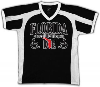 Florida Where Old People Go to Die Wheelchair State Shape Mens V Neck 