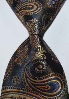 New Classic Paisleys Gold Blue JACQUARD WOVEN Silk Mens Tie Necktie 