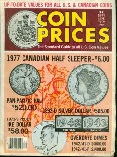 1978 Coin Prices Magazine Canadian Half Sleeper/Pan Pa​cific Half 