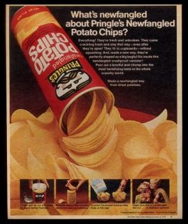 1975 Pringles newfangled potato chips tube can photo vintage print ad