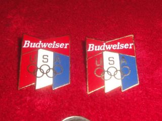 Budweiser Bud Beer Olympics Lot Set Enamel Pin Badge Vtg Die Cut 